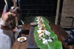 Gabi putting the final touches to dinner